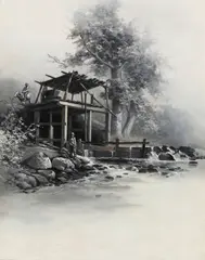 Old Corn Mill at Pineville, Cumberland Mountains by Julian Rix, oil (en grisaille) on artist board, sold Nov 2018