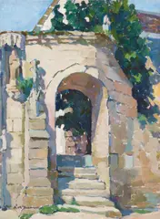 Anne Bremer, An old monastery garden, oil on canvas