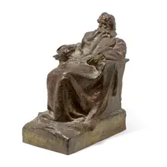 Gutzon Borglum, John Ruskin, 1903, bronze with green and dark brown patina