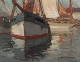 Brittany Harbor by Edgar Alwin Payne, oil on canvas affixed to board, sold Nov 2018