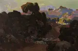 A mountain view, believed to be Mt. Wilson by Elmer Wachtel, oil on canvas, offered Nov 2018