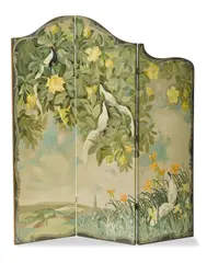Jessie Arms Botke, White peacocks and Copa de Oro (Three  panel screen)