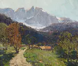 A road to Alpine homes by Edgar Alwin Payne, oil on canvas, sold Nov 2018