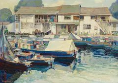 William Twigg-Smith, Hilo Sampans, 1917, oil on canvas