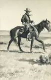 Maynard Dixon, Cowboy on horseback, 1906, watercolor and white highlight on paper