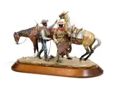 Earle Erik Heikka, Changing Saddles, cold painted bronze