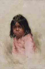 Untitled (Head, Little Upper Lake Girl) by Grace Hudson, 1897, oil on academy board, sold Aug 2018