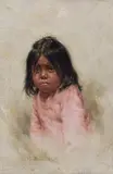 Grace Hudson, Untitled (Head, Little Upper Lake Girl), 1897, oil on academy board