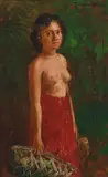 Theodore Wores, Fruit seller, Samoa, 1902, oil on canvas board