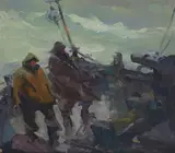Armin Carl Hansen, The Helmsmen, oil on board