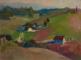 Jeanette Maxfield Lewis, Little Valley, oil on canvas board