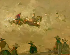 Armin Carl Hansen, Cowboy Sport (Bulldogging), oil on canvas board