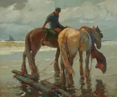 Toilers, Katwijk, Holland by William Frederic Ritschel, oil on canvas, sold Aug 2018