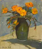 Selden Connor Gile, Still Life with Marigolds, oil on canvas
