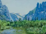 Theodore Wores, Yosemite Valley, oil on canvas board