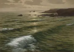 Sunset, Laguna Beach, Cal. by Frank Cuprien, 1915, oil on canvas, sold Aug 2018