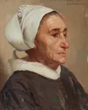 Abel George Warshawsky, Woman of Brittany, Pont Croix, 1938, oil on panel