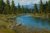 David Chapple, Sierra Stream, oil on canvas affixed to masonite
