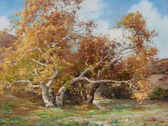 Trees in Laguna Canyon by Anna Althea Hills, 1915, oil on canvas, offered Aug 2018