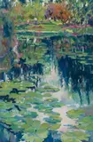 Maria del Carmen Calvo, Pond reflections, oil on canvas
