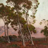 Edgar Alwin Payne, Trees along the foothills, oil on canvas affixed to masonite