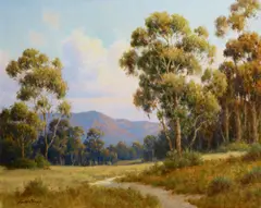 Evening Eucalyptus by David Chapple, oil on canvas affixed to masonite, sold Aug 2018