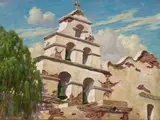 San Diego Mission by Paul Grimm, oil on academy board, sold Aug 2018