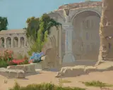 San Juan Capistrano by Elmer Wachtel, oil on canvas, sold Aug 2018