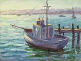 Coastal and boat scenes (a group of four) by Paul Grimm, oil on canvas board; oil on board, offered Aug 2018