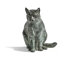 Mark Rossi, Cat Sitting Upright, bronze with green patina