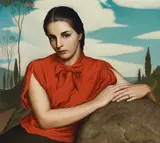 Claude Charles Buck, Leslie in Red Blouse, 1938, tempera and oil on masonite