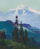 A view of Mount McKinley, Alaska by Sydney Laurence, oil on canvas affixed to board, sold Aug 2018