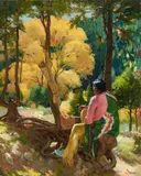 Joseph Henry Sharp, Contemplation, oil on canvas