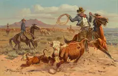 John Wade Hampton, Headin' Em For the Cut, 1970, oil on canvas