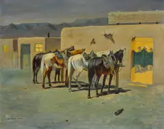 Saturday Night at The Cactus Saloon by Leonard Howard Reedy, oil on canvas, sold Aug 2018