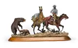 Earle Erik Heikka, Too Crowded, cold painted bronze