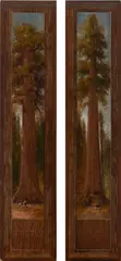 Grizzly and Wawona (a pair) by Thomas Hill, circa 1894, oil on unprimed redwood panel, sold Apr 2018