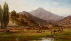 Meyer Straus, Grazing Cattle, circa 1880-1889, oil on canvas laid to board