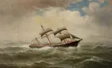 William A. Coulter, Ship in rough seas, oil on canvas