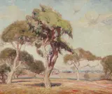Clark Hobart, Along the coast, Monterey; Autumn landscape (a double-sided composition), circa 1911-1916, oil on canvas