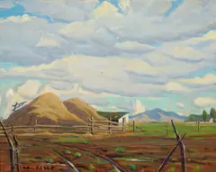 Haystacks by Arthur Hill Gilbert, oil on canvas, offered Apr 2018