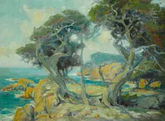 Carmel Cypress by Orrin A. White, oil on canvas, sold Apr 2018