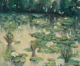 Maria del Carmen Calvo, Water Lilies (Shades of Green), oil on canvas