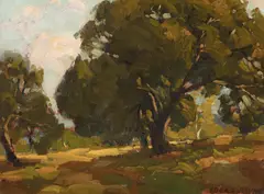 Trees by Edgar Alwin Payne, oil on artist board, offered Apr 2018