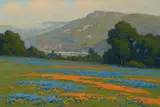 John Marshall Gamble, Poppies and Lupine, Santa Paula, oil on canvas