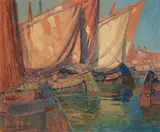 Edgar Alwin Payne, Choggia Boats (The Venetian Lagoon), gouache and graphite on paperboard
