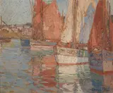 Edgar Alwin Payne, Fishing Boats, Brittany, gouache and graphite on paperboard