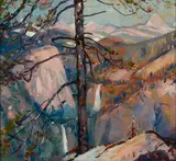 Alfred R. Mitchell, Little Yosemite, oil on canvas laid to board