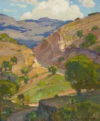 Mountain road by William Wendt, oil on canvas, sold Apr 2018