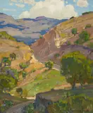 Mountain road by William Wendt, oil on canvas, sold Apr 2018